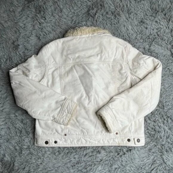 Aeropostale Jacket Womens XL Corduroy White Faux Fur Trim Pockets Button Up - Picture 2 of 6
